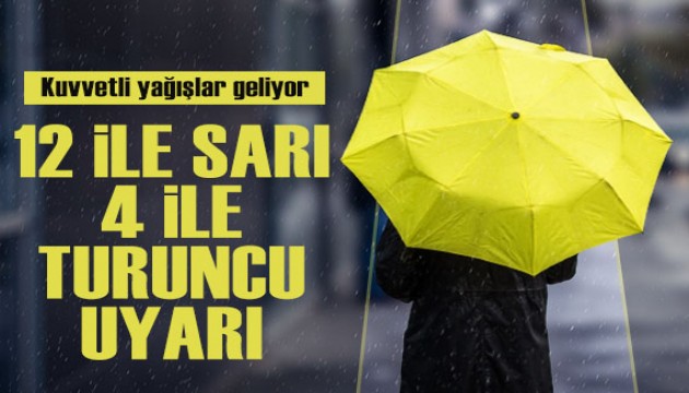 Meteoroloji'den kuvvetli yağış uyarısı! 12 ile sarı, 4 ile turuncu kodlu uyarı