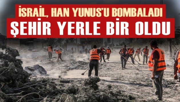 İsrail, Han Yunus'ta binaları bombalayarak yerle bir etti