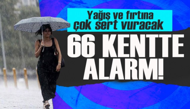 Meteoroloji'den 66 kente kritik uyarı! Yağış ve fırtına çok sert vuracak