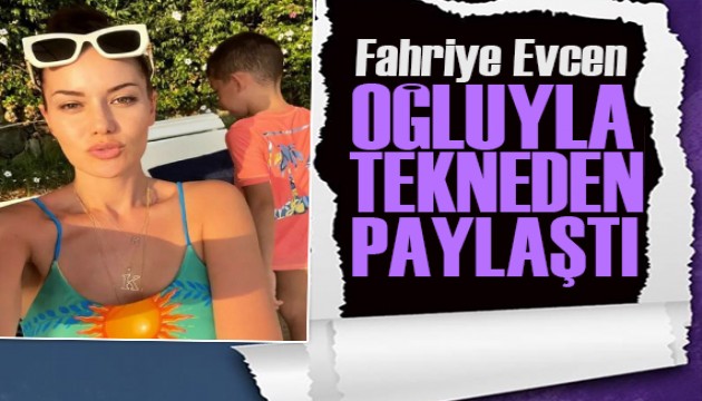 Fahriye Evcen oğluyla tekneden paylaştı