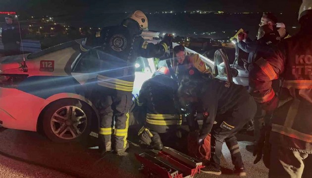 TEM'de polis aracı kaza yaptı!