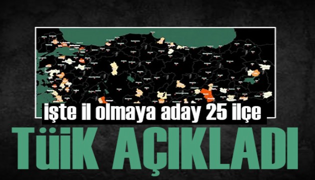 İl olması beklenen 25 ilçe belli oldu! TÜİK açıkladı