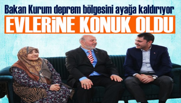 Bakan Kurum depremzede ailenin yeni evine konuk oldu: Gülen yüzünüz hiç solmasın