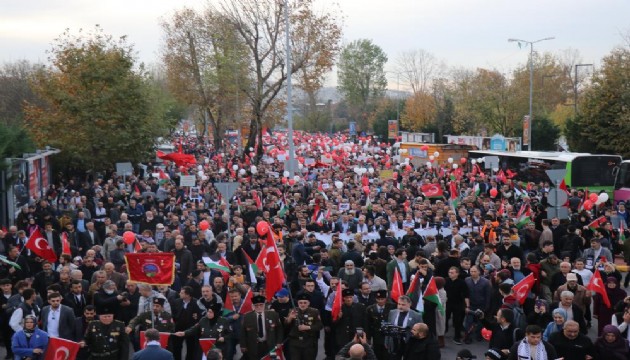 Sakarya’da insan seli: Hep bir ağızdan İsrail’i kınadılar