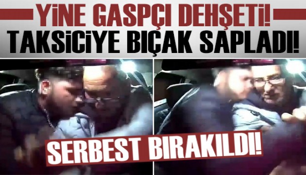 Taksiciye bıçaklı 'gasp' girişimi kamerada