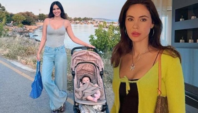 Ünlü güzel,  kızlarıyla sahil turu yaptı