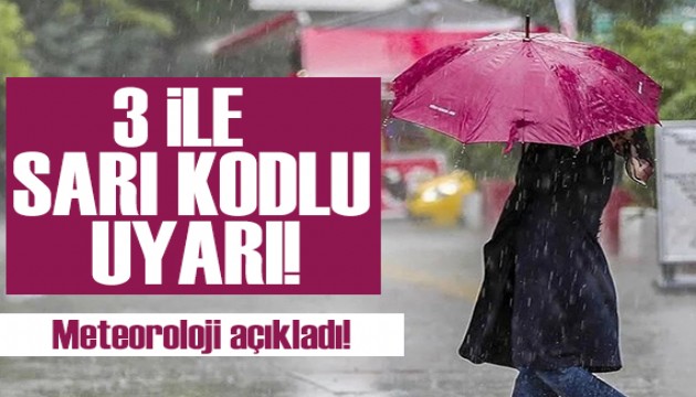 Meteoroloji'den 3 ile sarı kodlu uyarı!