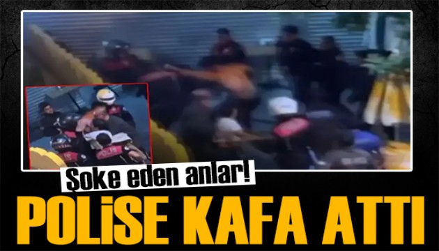 İzmir'de şoke eden anlar! Polis memuruna kafa attı