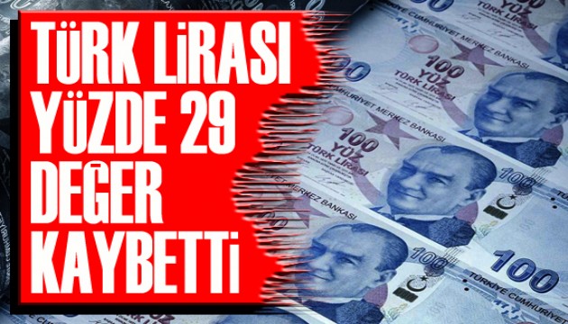 Türk Lirası yüzde 29 değer kaybetti