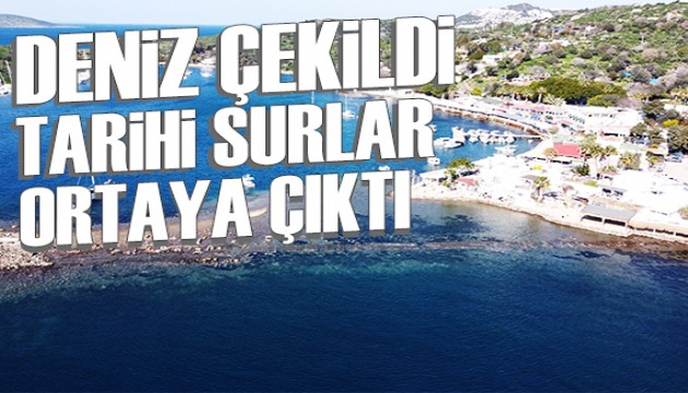 Denizin çekilmesiyle tarihi surlar ortaya çıktı