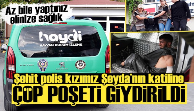 Polisi şehit eden şüpheli çöp poşeti giydirilip adliyeye köpek aracıyla sevk edildi