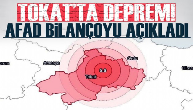 Tokat'ta 5,6 büyüklüğünde deprem!