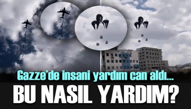 Paraşütü açılmayan yardım kutuları sivillerin üzerine düştü!