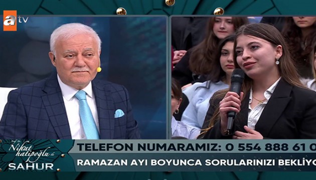 Genç kadından Nihat Hatipoğlu'nu kızdıran domuz eti sorusu