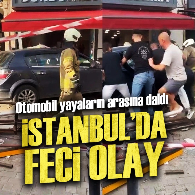 İstanbul'da korku dolu anlar! Otomobil yayaların arasına daldı