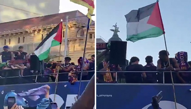 Barcelona'nın yıldızından Filistin bayraklı şampiyonluk kutlaması