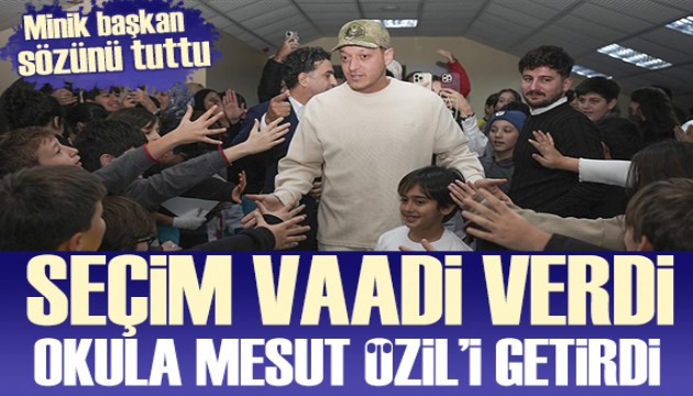 Seçim vaadi veren 4. sınıf öğrencisi, okula Mesut Özil'i getirdi