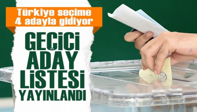 Türkiye seçime 4 adayla gidiyor: 'Geçici Aday Listesi' Resmi Gazete'de yayımlandı