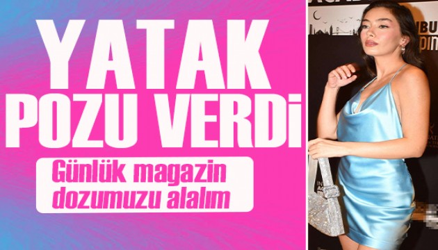 Neslihan Atagül yatağa uzanıp poz verdi!