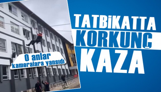 Deprem tatbikatında yere düştü