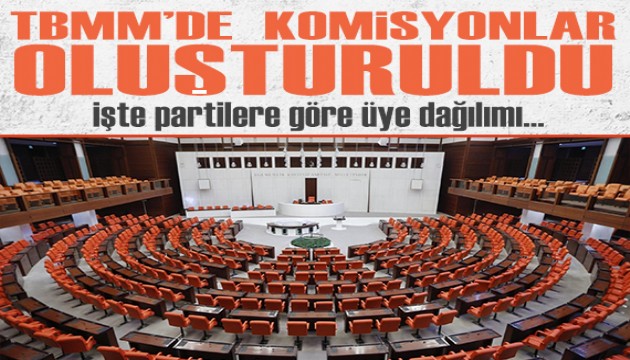 TBMM'de komisyonların partilere göre dağılımı belli oldu