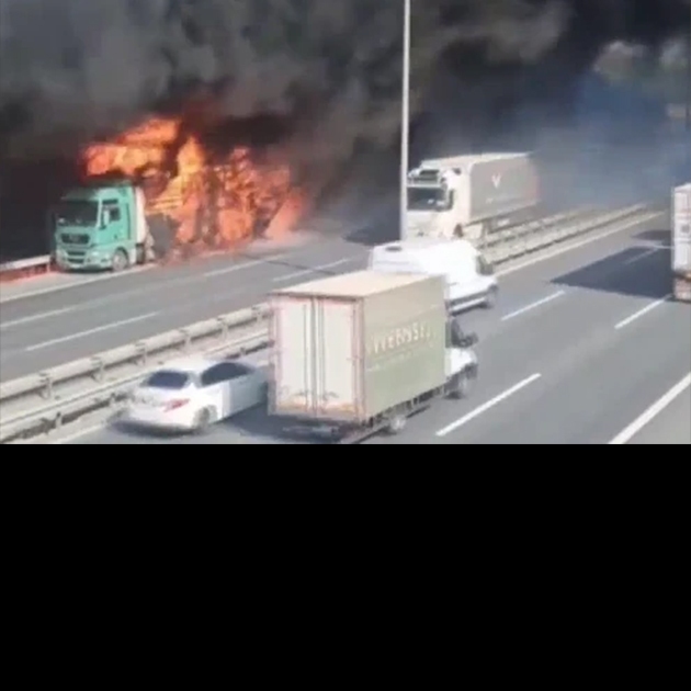 TEM'de korkutan yangın: Otoyol trafiğe kapatıldı