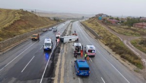 Kırıkkale'de işçi servisi devrildi