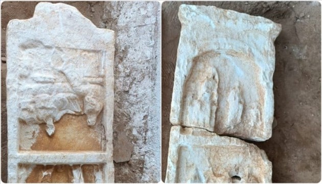 İzmir'deki bahçeden iki bin yıllık mezar taşları çıktı