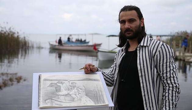 Motosikletli gezgin ressam Yusuf Aydın, Yaren leyleği çizdi