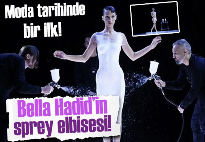 Bella Hadid'in sprey elbisesi: Modada bir ilk!