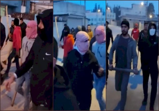 Suriyeli gençler ellerinde döner bıçakları ve sopalarla yürüdü!